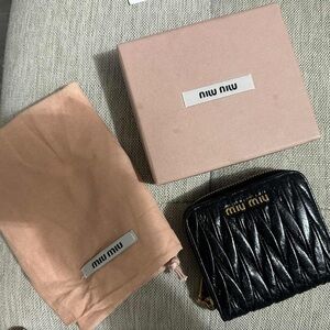 Miu Miu Black and Gold Zip Wallet